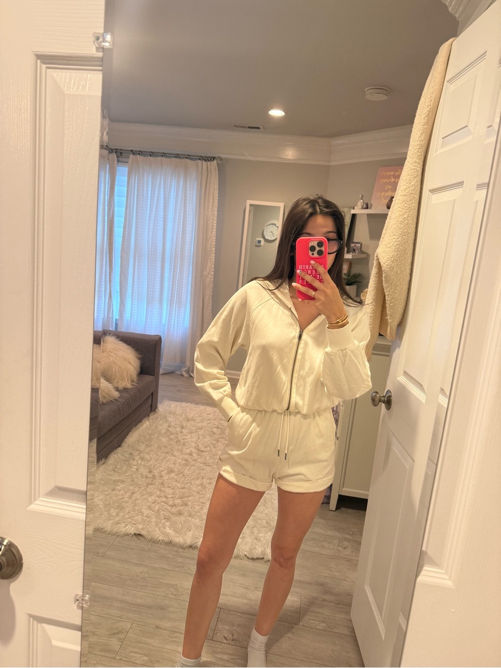l*space Cream Cotton Hoodie Set